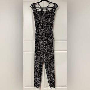 Express Ditsy Floral Cold Shoulder Jumpsuit